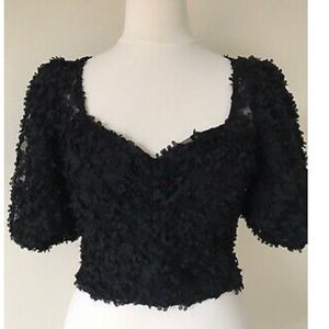 Zara lace puff sleeved crop top